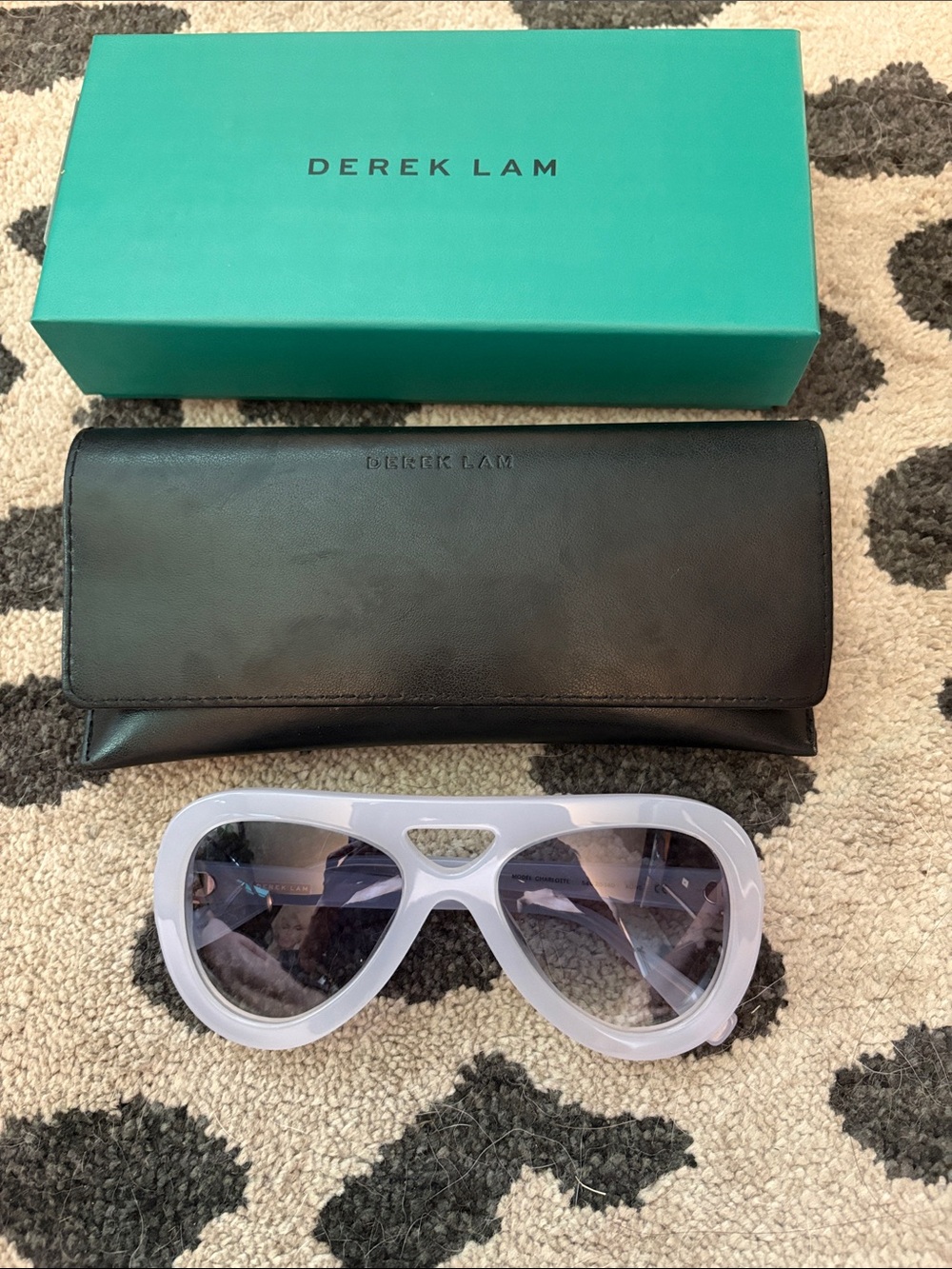Derek Lam White Oversized Aviator Sunglasses